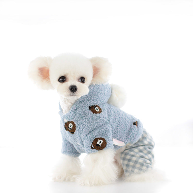 HKM-5344573 Plush Warm Dog Apparel for All Sizes in Pink and Blue