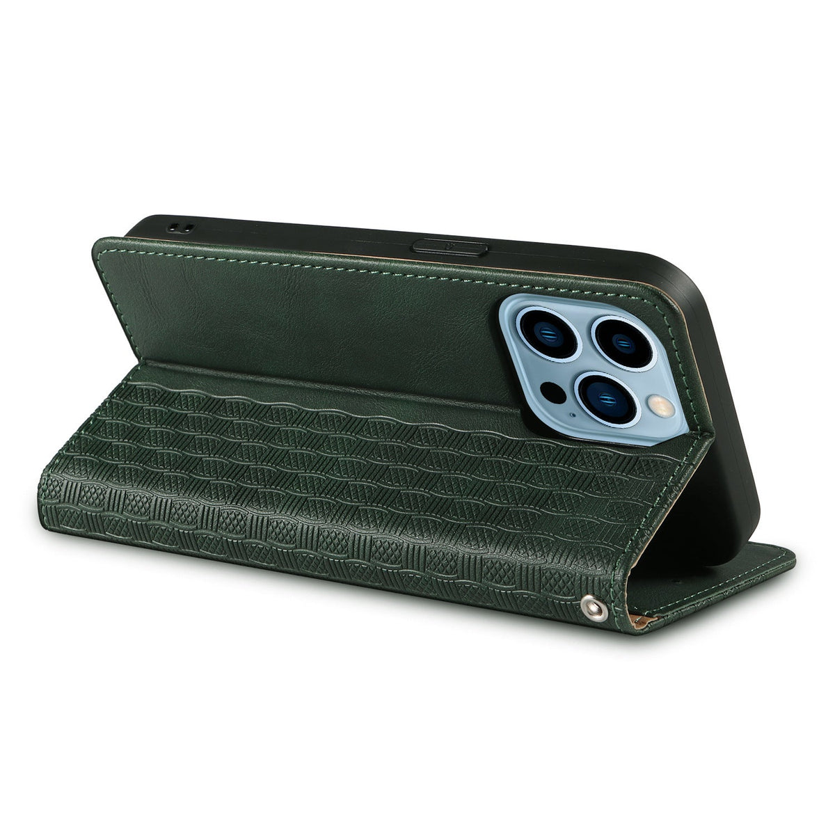 HKM-534547 Embossed Leather Flip Phone Case for iPhone 6/6S, 7/8, X/XS, 11, 12, 13 in Various Colors