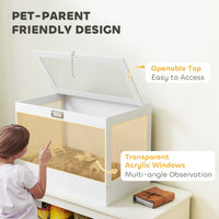 HKM-5345853 Spacious Hamster Cage with Openable Top, Transparent Acrylic, Hut, Ladder & Seesaw for Dwarf Hamsters and Gerbils