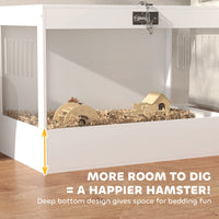 HKM-5345853 Spacious Hamster Cage with Openable Top, Transparent Acrylic, Hut, Ladder & Seesaw for Dwarf Hamsters and Gerbils