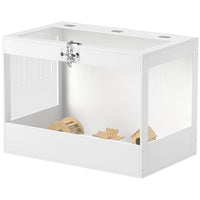 HKM-5345853 Spacious Hamster Cage with Openable Top, Transparent Acrylic, Hut, Ladder & Seesaw for Dwarf Hamsters and Gerbils