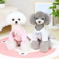 HKM-5346749 Pink and White Cotton Dress for Pets - Spring and Summer Fashion