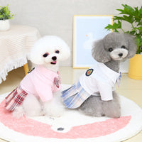 HKM-5346749 Pink and White Cotton Dress for Pets - Spring and Summer Fashion