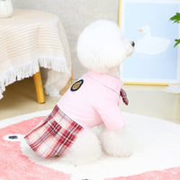 HKM-5346749 Pink and White Cotton Dress for Pets - Spring and Summer Fashion