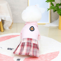 HKM-5346749 Pink and White Cotton Dress for Pets - Spring and Summer Fashion