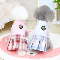 HKM-5346749 Pink and White Cotton Dress for Pets - Spring and Summer Fashion