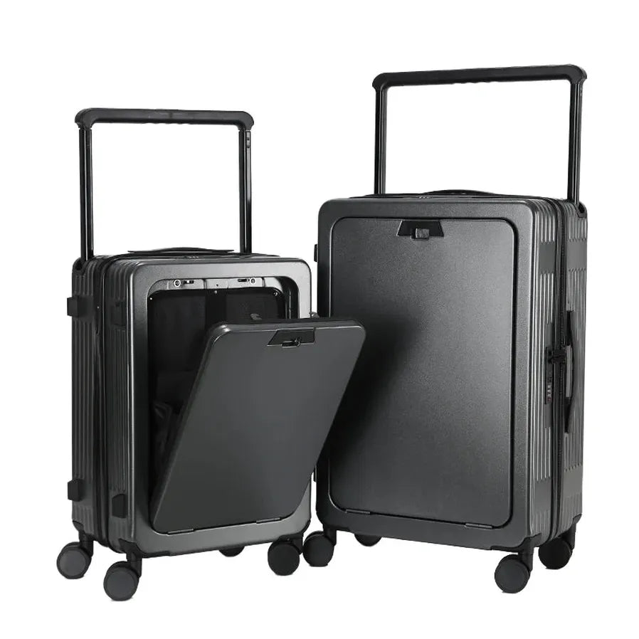HKM-534675 Compact Carry-On Trolley with Spinner Wheels and USB Port, Made from Durable PC Material