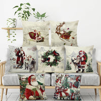 HKM-534675 Modern Christmas Linen Pillowcase - Simple Design Cushion Cover