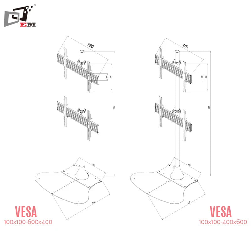 HKM-534803 Universal Metal TV Bracket with Vertical Sliding Mount for 32-65 Inch Screens, VESA Compatible