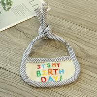 HKM-5349565 Hand-Woven Birthday Bib for Dogs and Cats - Pink & Blue, Non-Woven Fabric, Available in Small & Large