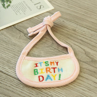 HKM-5349565 Hand-Woven Birthday Bib for Dogs and Cats - Pink & Blue, Non-Woven Fabric, Available in Small & Large