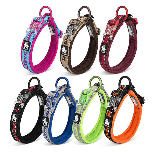 HKM-5349949 Adjustable Reflective Soft Diving Fabric Dog Collar in Multiple Colors and Sizes