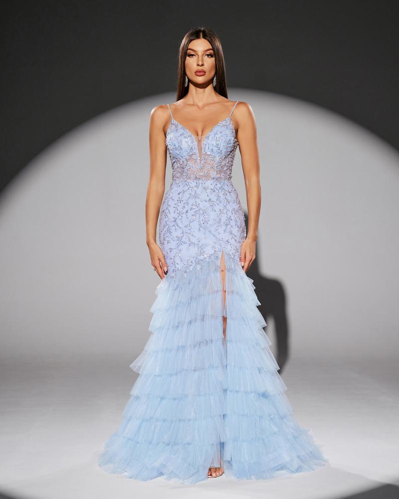 HKM-534995 Elegant Blue Evening Dress for Women - EZ25207 Model