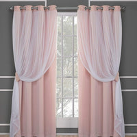 HKM-534995 Lace Double Layer Window Curtains in Dark Blue, Water Blue, Light Blue, and More – Various Sizes Available