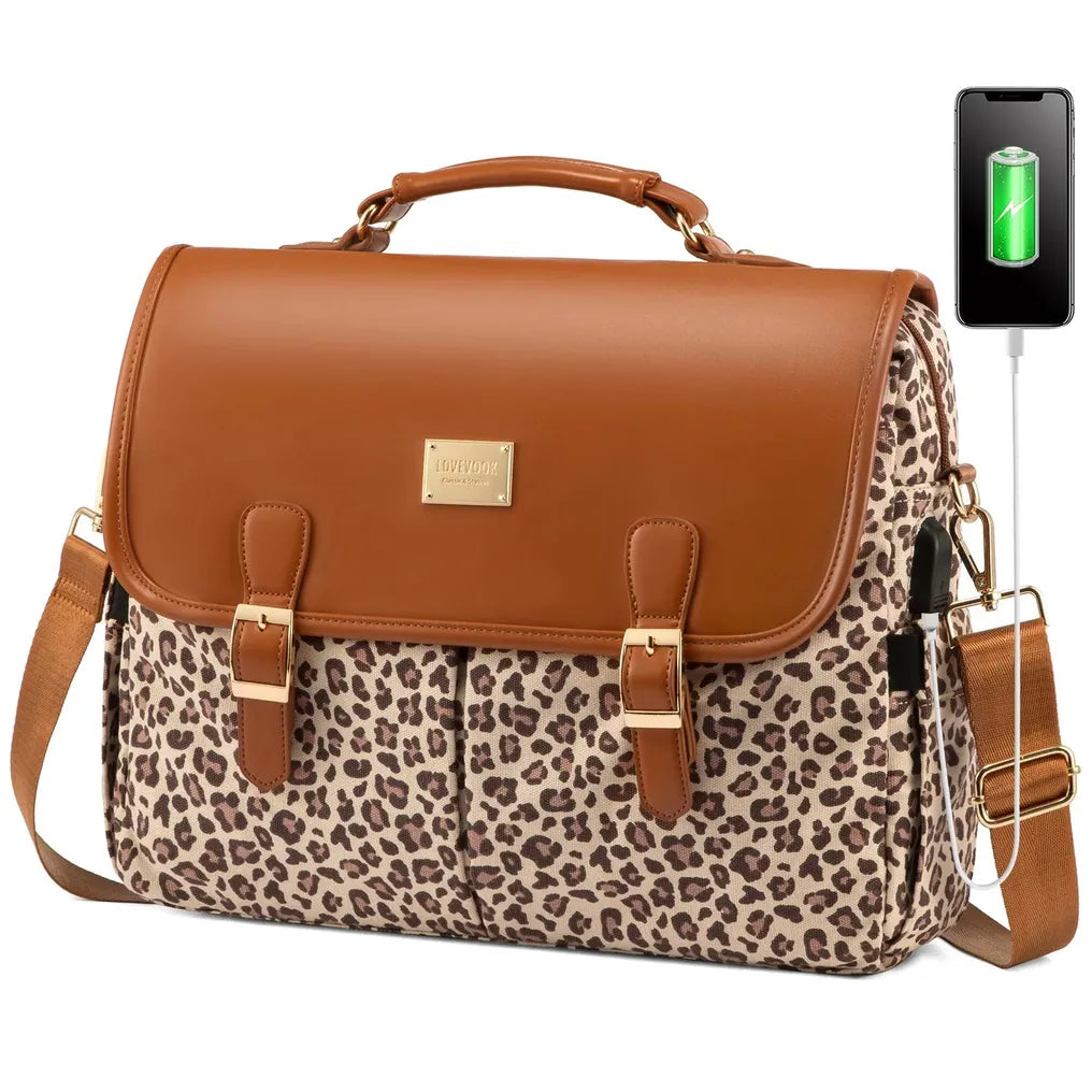HKM-534995 Waterproof Crossbody Laptop Briefcase with USB Port for Office and Travel