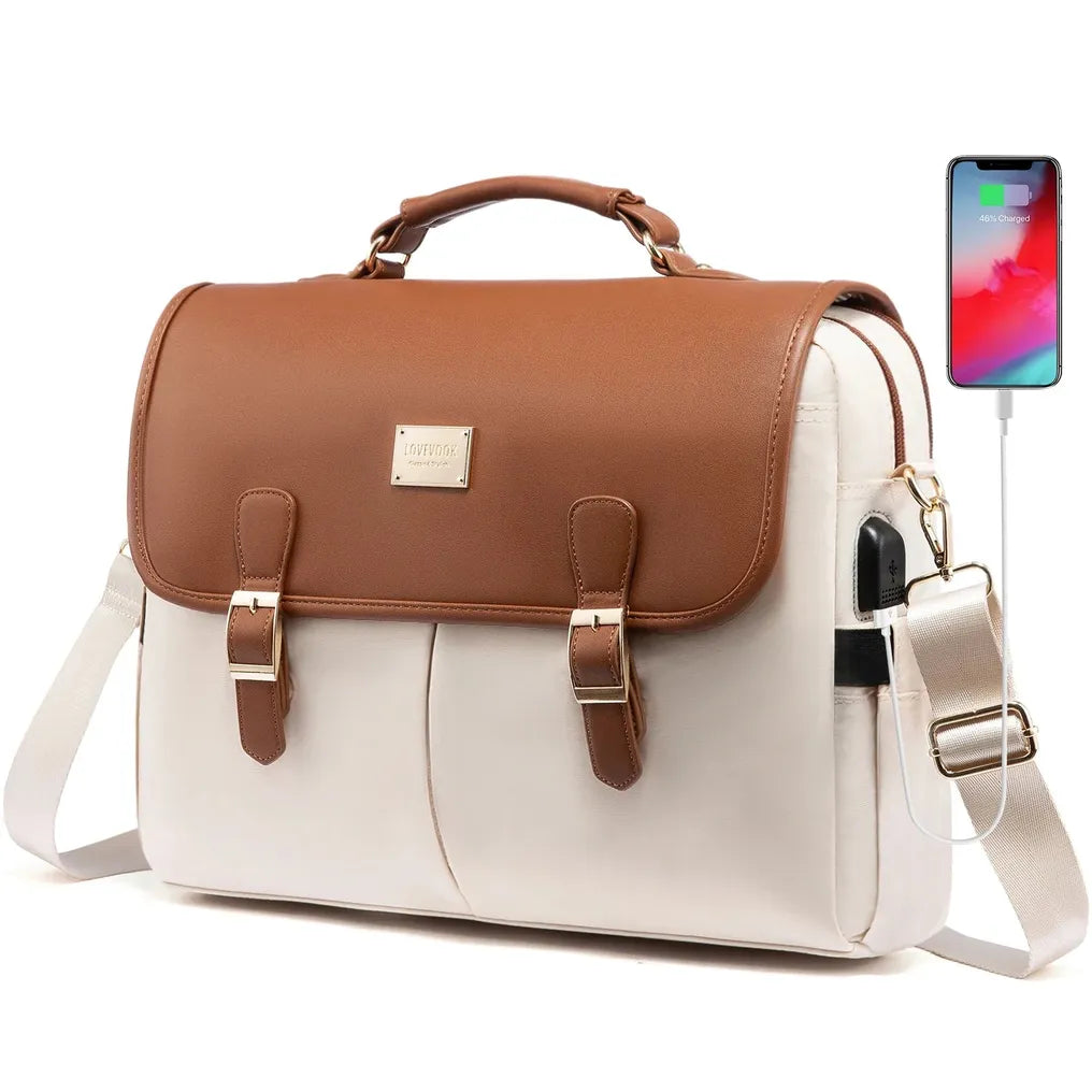 HKM-534995 Waterproof Crossbody Laptop Briefcase with USB Port for Office and Travel