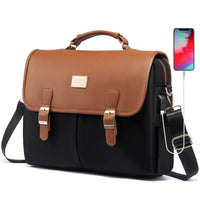 HKM-534995 Waterproof Crossbody Laptop Briefcase with USB Port for Office and Travel
