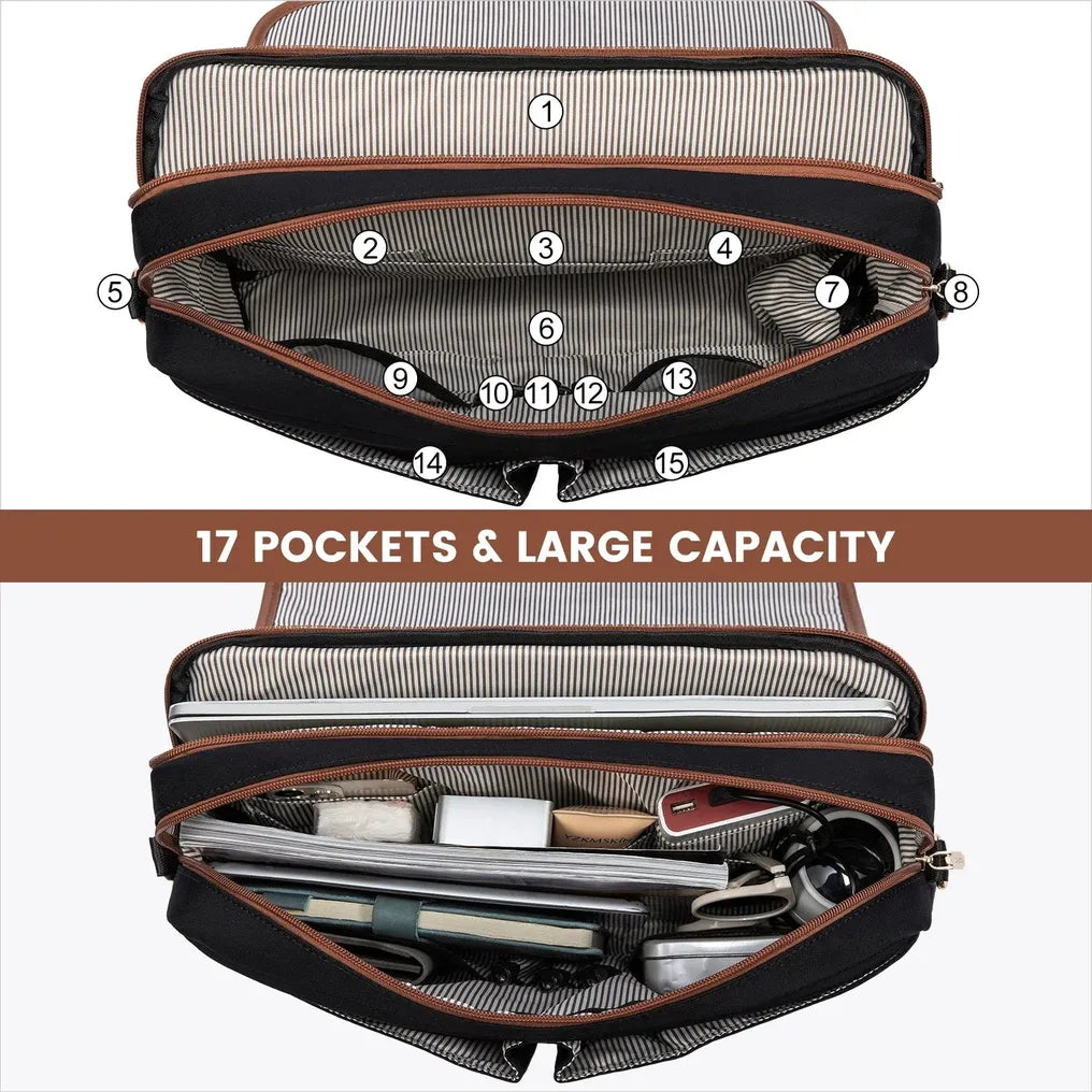 HKM-534995 Waterproof Crossbody Laptop Briefcase with USB Port for Office and Travel
