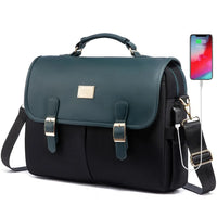 HKM-534995 Waterproof Crossbody Laptop Briefcase with USB Port for Office and Travel