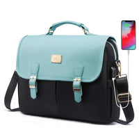 HKM-534995 Waterproof Crossbody Laptop Briefcase with USB Port for Office and Travel