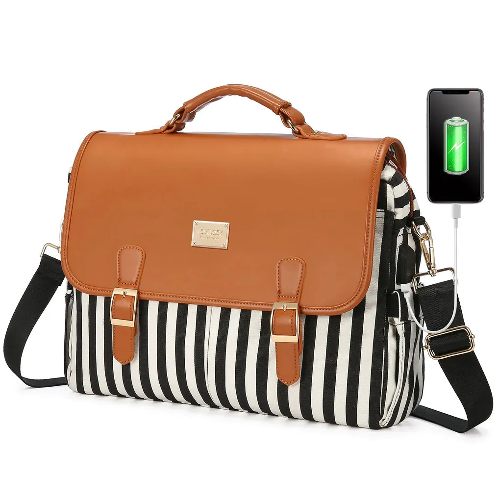 HKM-534995 Waterproof Crossbody Laptop Briefcase with USB Port for Office and Travel