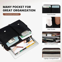 HKM-534995 Waterproof Crossbody Laptop Briefcase with USB Port for Office and Travel