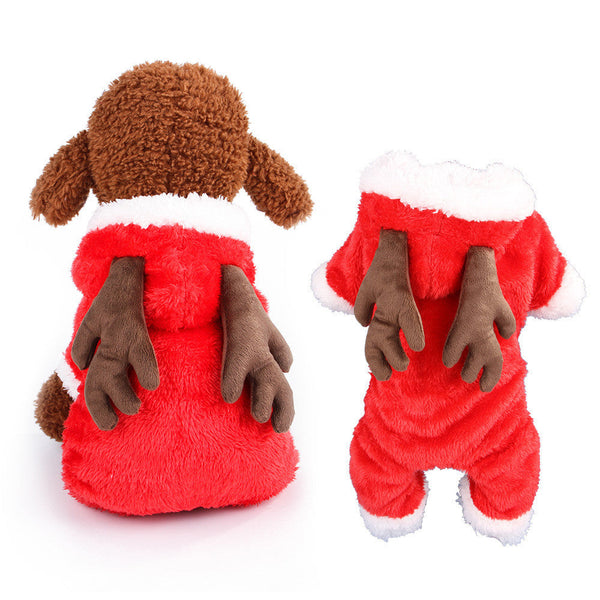 HKM-5350333 Coral Velvet Dog Clothing with Cartoon Designs - Elk, Cow, Dinosaur, Frog, and More