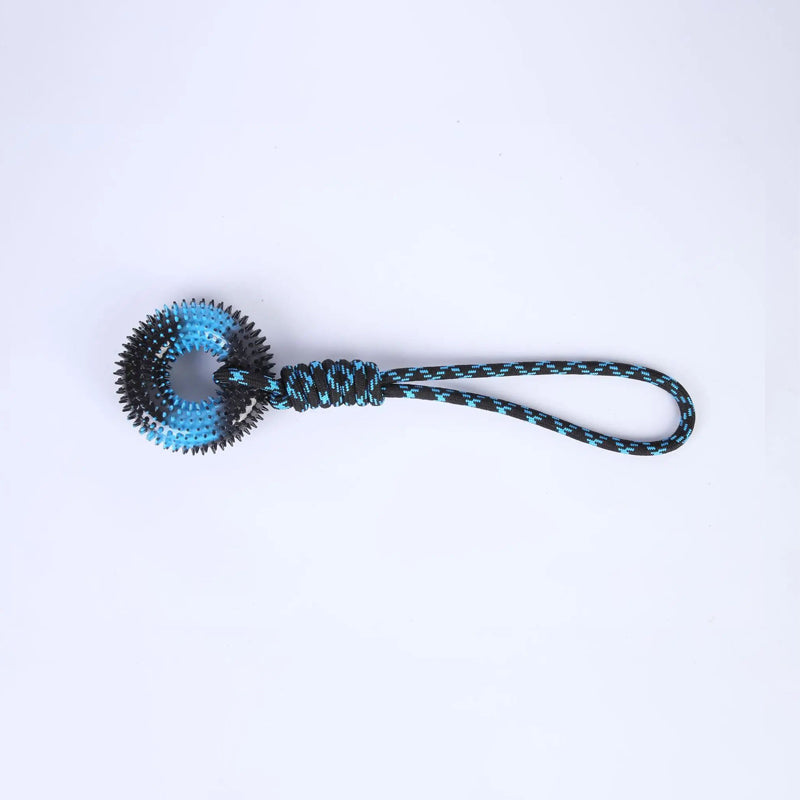 HKM-5350589 Interactive Molar Bite Resistance Double Color Rope Dog Toy with Hand Pull - 48x12.5cm
