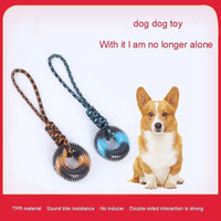 HKM-5350589 Interactive Molar Bite Resistance Double Color Rope Dog Toy with Hand Pull - 48x12.5cm