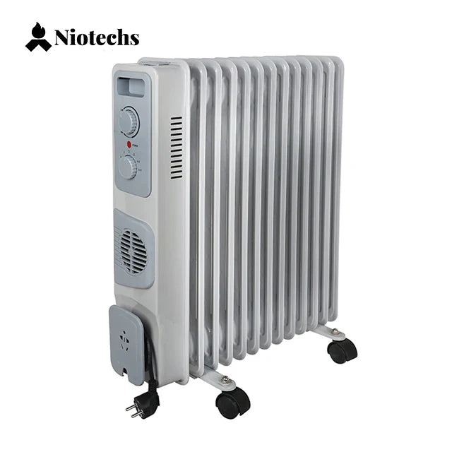 HKM-535059 Electric Oil Filled Radiator Heater - Adjustable Thermostat, 9 to 15 Fins, 1500W, Portable Design for Home & Outdoor Use