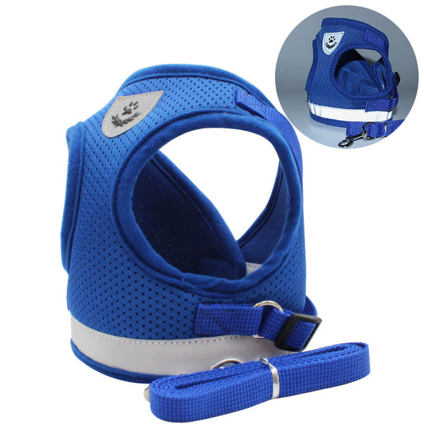 HKM-5351229 Reflective and Breathable Pet Chest Strap for Cats and Dogs - Sizes XS to XL, Available in Multiple Colors