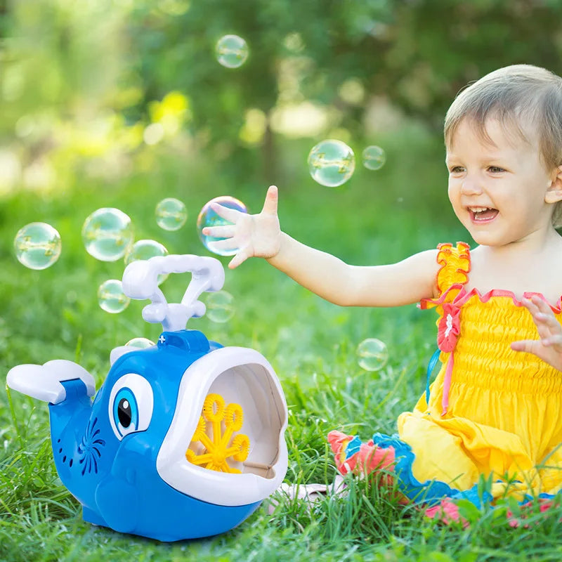 HKM-535123 Electric Cartoon Whale Bubble Maker with Music for Outdoor Kids Activities