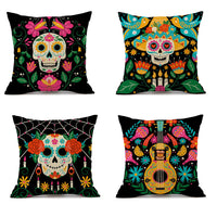 HKM-535123 Halloween Horror Theme Printed Pillowcase in Linen – Modern 45x45cm Cushion Cover