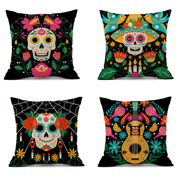 HKM-535123 Halloween Horror Theme Printed Pillowcase in Linen – Modern 45x45cm Cushion Cover