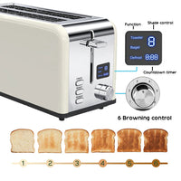 HKM-535187 Custom Retro Stainless Steel 4-Slice Electric Pop-up Toaster with Grill