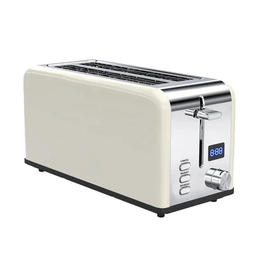 HKM-535187 Custom Retro Stainless Steel 4-Slice Electric Pop-up Toaster with Grill