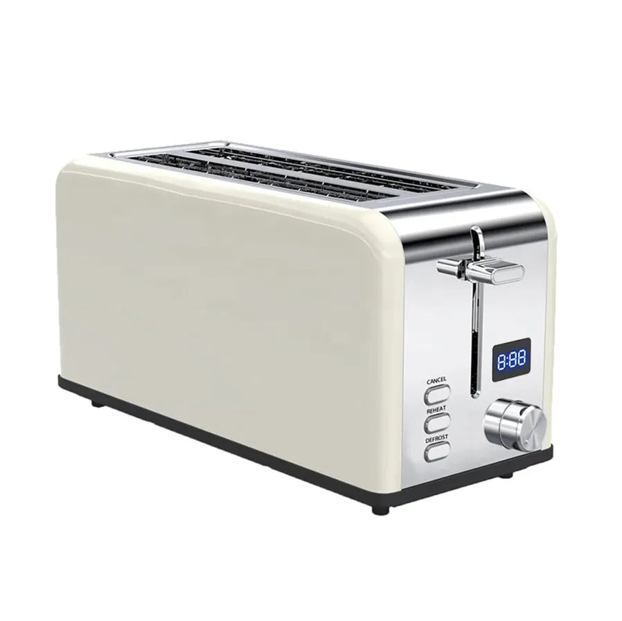 HKM-535187 Custom Retro Stainless Steel 4-Slice Electric Pop-up Toaster with Grill