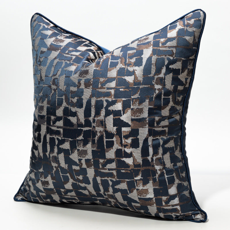 HKM-535251 Modern Minimalist Plaid Pillow Cases in Dark Blue - Available in Various Sizes
