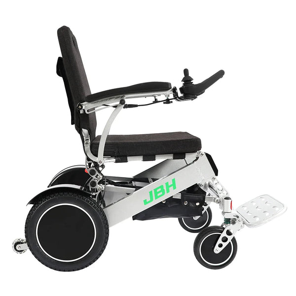HKM-1569235 Heavy-Duty Folding Electric Wheelchair Dual 250W Motors 24V 12Ah Battery 12.4 Mile Range 440 lb Capacity Aluminum