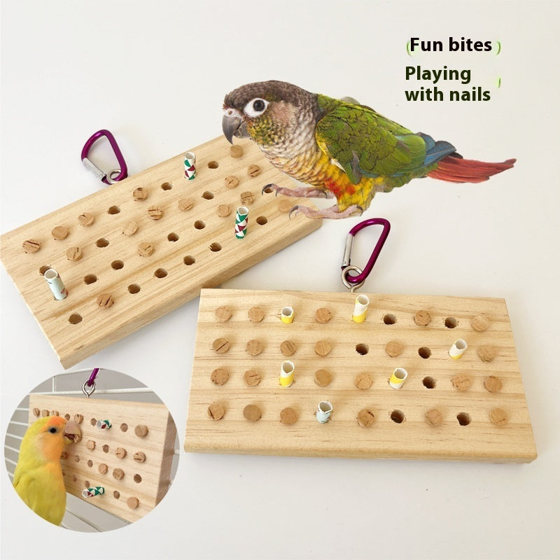HKM-535379 Hanging Solid Wood Keyboard Toy for Parrot Training and Decompression