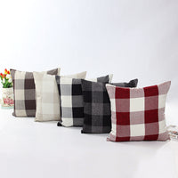HKM-535507 Lattice Square Linen Pillowcase for Living Room Sofa - Choice of 5 Colors