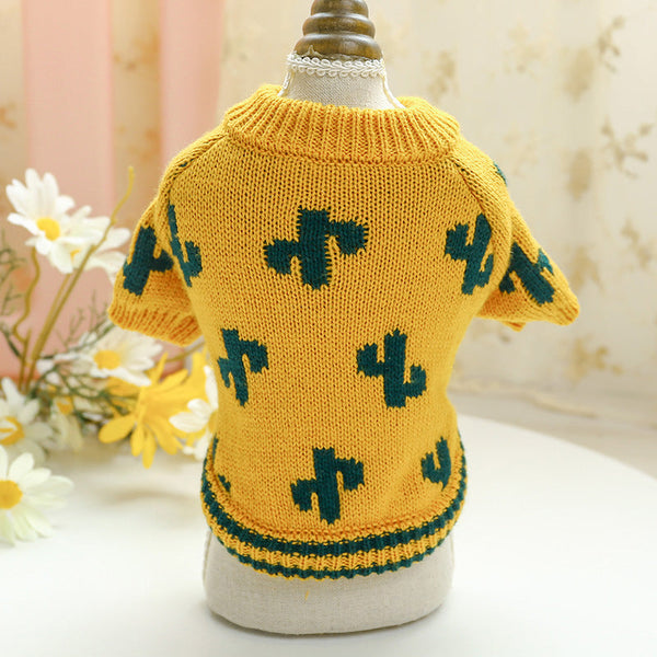 HKM-5355709 Cozy Turmeric Cactus Sweater for Small to Large Pets