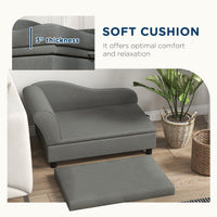 HKM-5356349 Cozy Gray Pet Sofa for Small Dogs with Under-Seat Storage and Comfortable Cushion