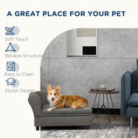 HKM-5356349 Cozy Gray Pet Sofa for Small Dogs with Under-Seat Storage and Comfortable Cushion