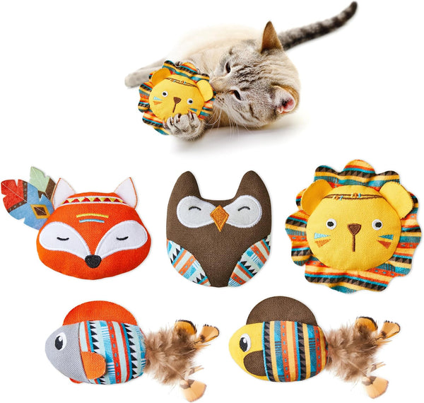 HKM-5357373 Jungle Animal Catnip Toys - Bite Resistant Interactive Kickers for Indoor Cats