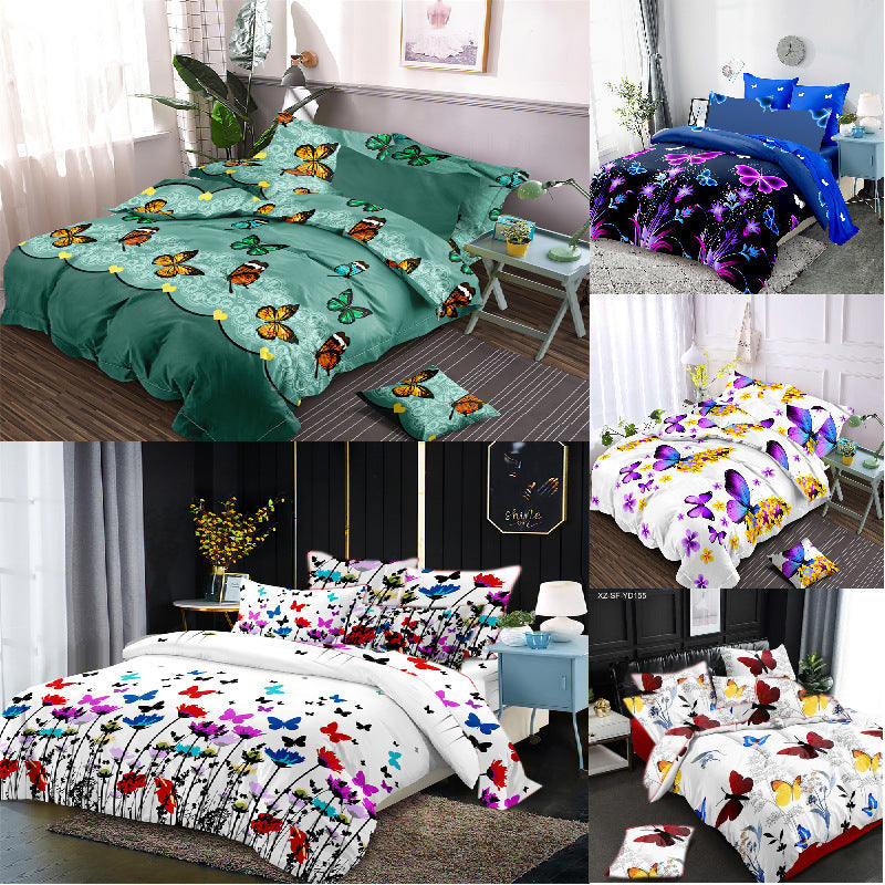 HKM-535763 Aloe Cotton Floral Three-Piece Bedding Set in Multiple Sizes