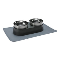 HKM-5357885 Stainless Steel Pet Feeder with Double and Single Bowls & Bowl Mat