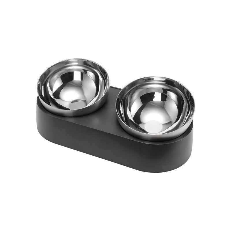 HKM-5357885 Stainless Steel Pet Feeder with Double and Single Bowls & Bowl Mat