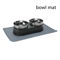 HKM-5357885 Stainless Steel Pet Feeder with Double and Single Bowls & Bowl Mat