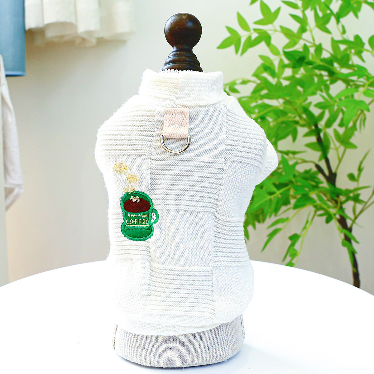 HKM-5358269 Pet Round-Neck Shirt in Afternoon Tea Colors for Dogs - White Coffee & Green Cake